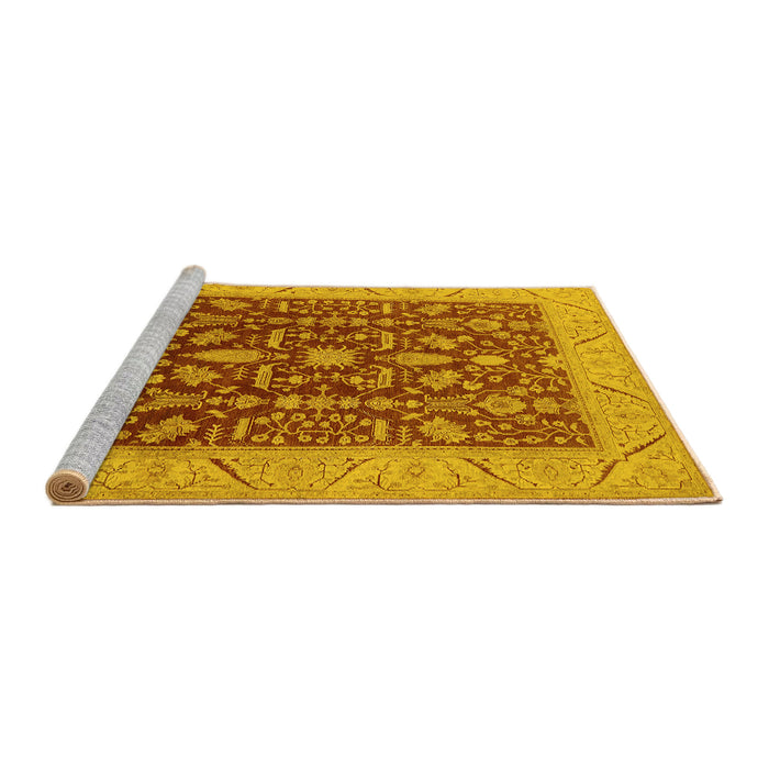 Sideview of Machine Washable Oriental Yellow Industrial Rug, wshurb668yw