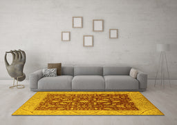 Machine Washable Oriental Yellow Industrial Rug in a Living Room, wshurb668yw