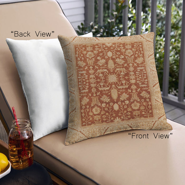 Front View of Mid-Century Modern Urban Square Red Throw Pillow, 18 inch by 18 inch, pwurb668