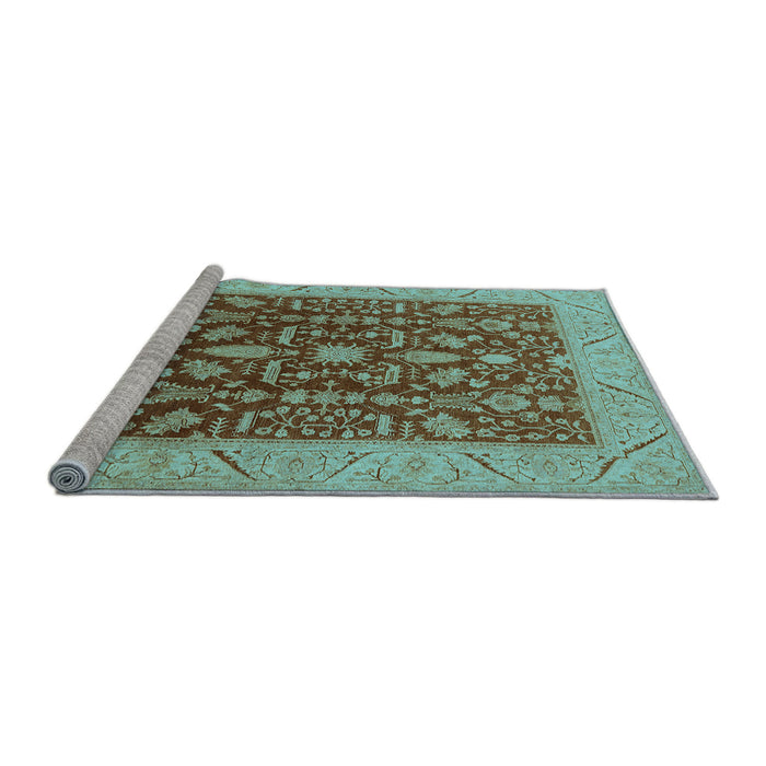 Sideview of Machine Washable Oriental Light Blue Industrial Rug, wshurb668lblu
