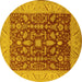 Round Oriental Yellow Industrial Rug, urb668yw