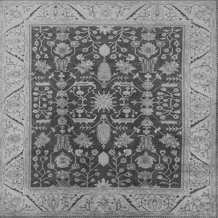 Square Machine Washable Oriental Gray Industrial Rug, wshurb668gry