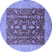 Round Oriental Blue Industrial Rug, urb668blu