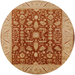 Round Mid-Century Modern Red Oriental Rug, urb668