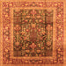 Square Machine Washable Oriental Orange Industrial Area Rugs, wshurb669org