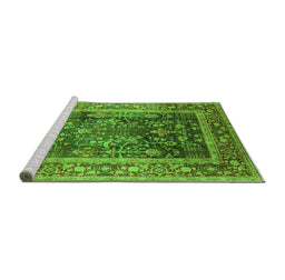 Sideview of Machine Washable Oriental Green Industrial Area Rugs, wshurb669grn