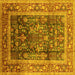 Square Machine Washable Oriental Yellow Industrial Rug, wshurb669yw