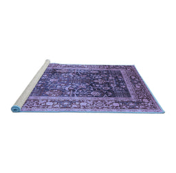 Sideview of Machine Washable Oriental Blue Industrial Rug, wshurb669blu