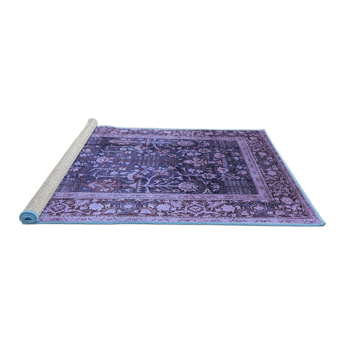 Sideview of Machine Washable Oriental Blue Industrial Rug, wshurb669blu
