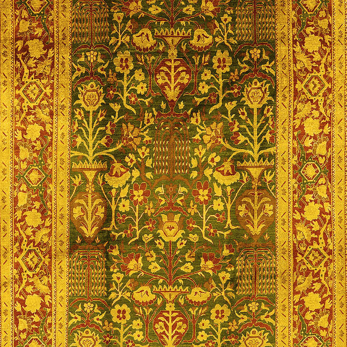 Machine Washable Oriental Yellow Industrial Rug, wshurb669yw