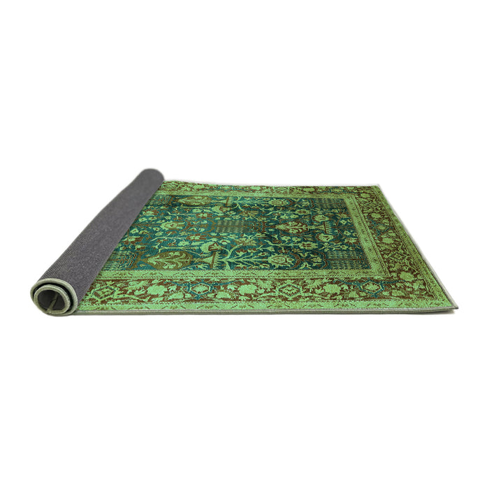 Sideview of Oriental Turquoise Industrial Rug, urb669turq