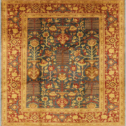 Square Mid-Century Modern Fire Brick Red Oriental Rug, urb669