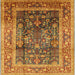 Square Mid-Century Modern Fire Brick Red Oriental Rug, urb669