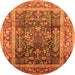 Round Oriental Orange Industrial Rug, urb669org