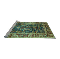 Sideview of Machine Washable Oriental Light Blue Industrial Rug, wshurb669lblu