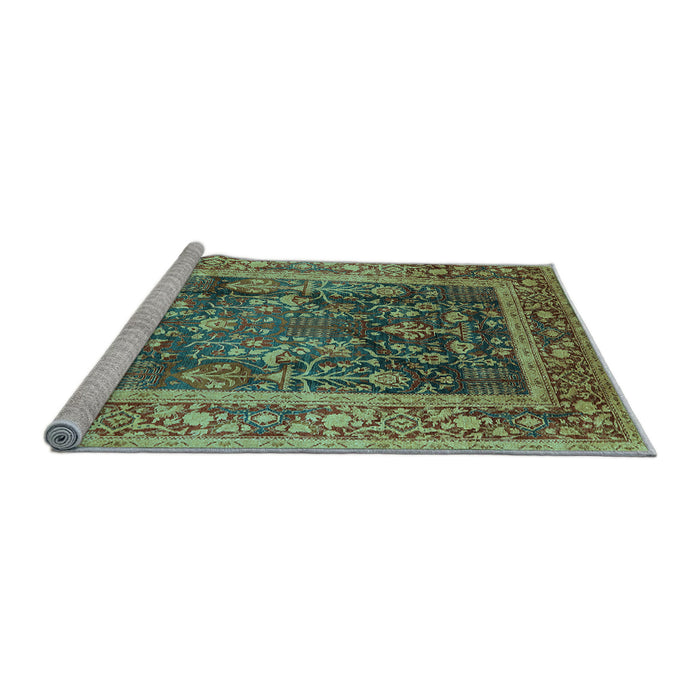 Sideview of Machine Washable Oriental Light Blue Industrial Rug, wshurb669lblu