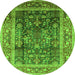 Round Oriental Green Industrial Rug, urb669grn