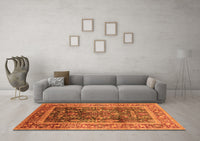 Machine Washable Oriental Orange Industrial Rug, wshurb669org