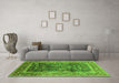 Machine Washable Oriental Green Industrial Area Rugs in a Living Room,, wshurb669grn