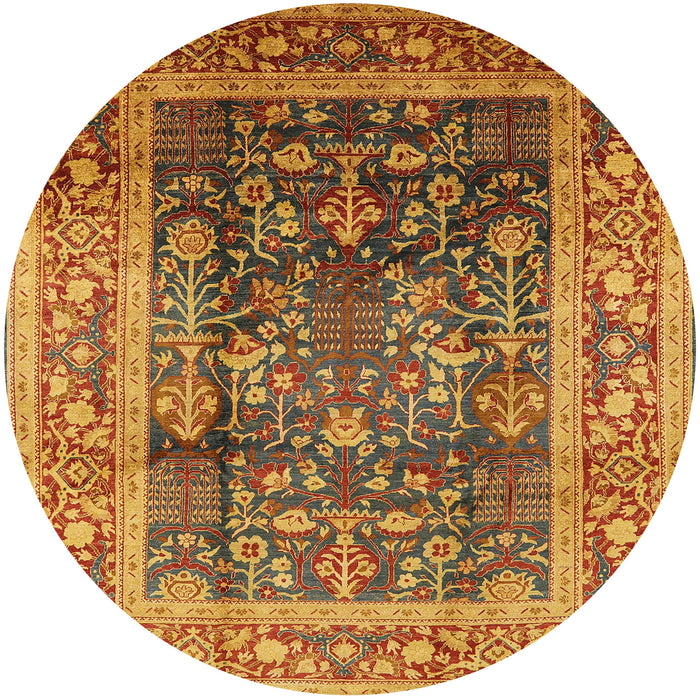 Round Machine Washable Industrial Modern Fire Brick Red Rug, wshurb669