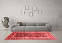 Machine Washable Oriental Red Industrial Rug, wshurb669red