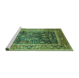 Sideview of Machine Washable Oriental Turquoise Industrial Area Rugs, wshurb669turq