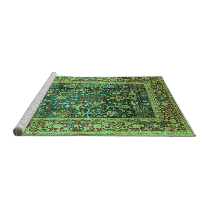 Sideview of Machine Washable Oriental Turquoise Industrial Area Rugs, wshurb669turq