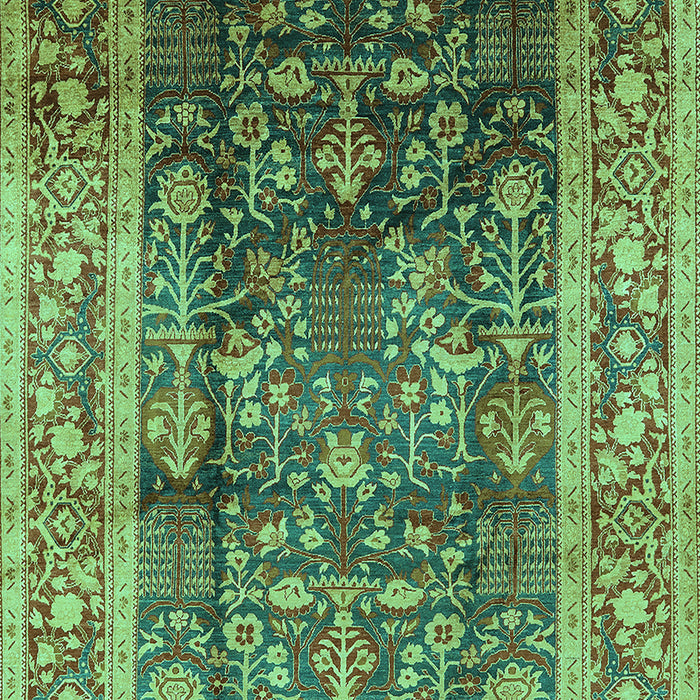 Machine Washable Oriental Turquoise Industrial Area Rugs, wshurb669turq
