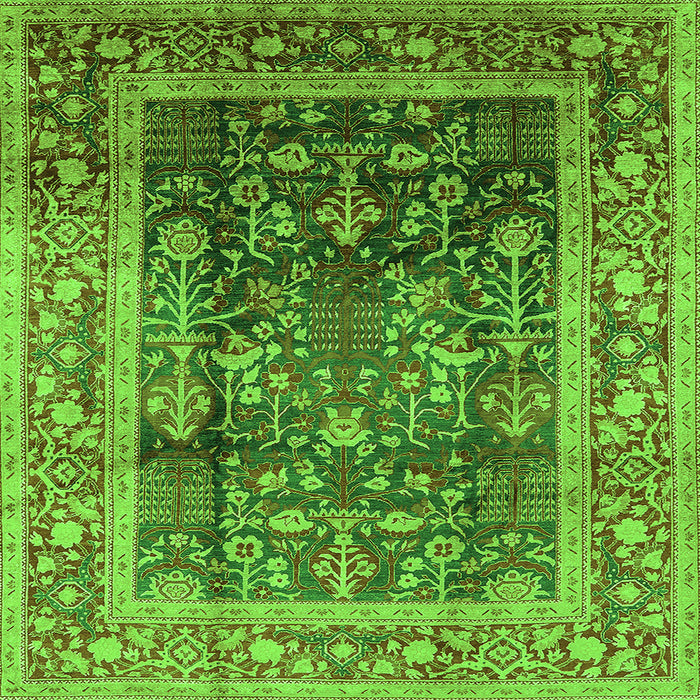 Square Oriental Green Industrial Rug, urb669grn
