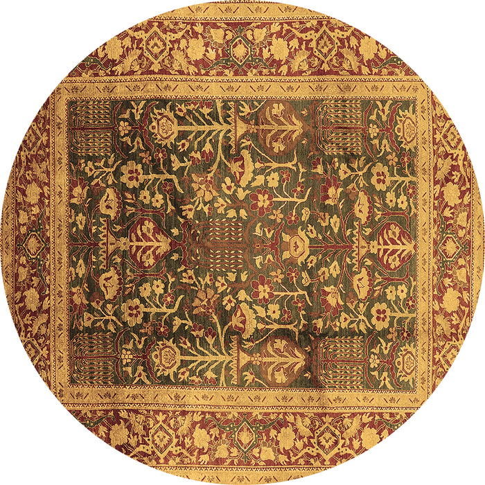 Round Oriental Brown Industrial Rug, urb669brn