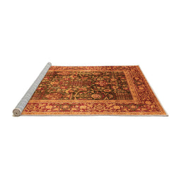 Sideview of Machine Washable Oriental Orange Industrial Area Rugs, wshurb669org