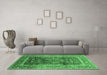 Machine Washable Oriental Emerald Green Industrial Area Rugs in a Living Room,, wshurb669emgrn