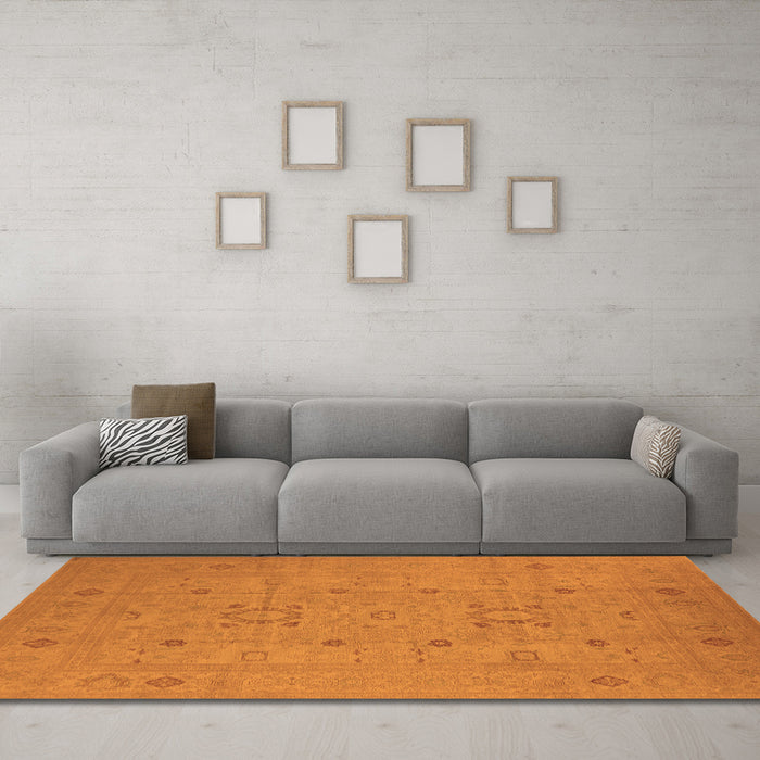 Machine Washable Oriental Orange Industrial Area Rugs in a Living Room, wshurb670org