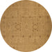 Round Machine Washable Oriental Brown Industrial Rug, wshurb670brn