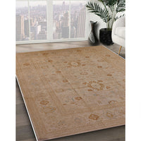 Mid-Century Modern Orange Brown Oriental Rug, urb670