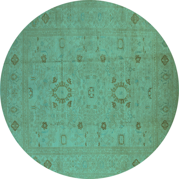 Round Oriental Turquoise Industrial Rug, urb670turq