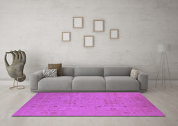 Machine Washable Oriental Purple Industrial Area Rugs in a Living Room, wshurb670pur