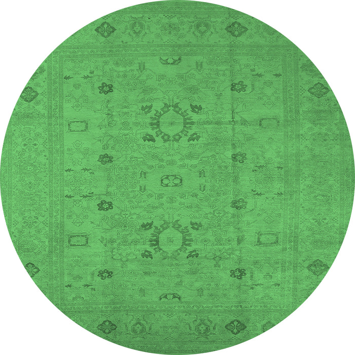 Round Oriental Emerald Green Industrial Rug, urb670emgrn