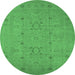 Round Oriental Emerald Green Industrial Rug, urb670emgrn