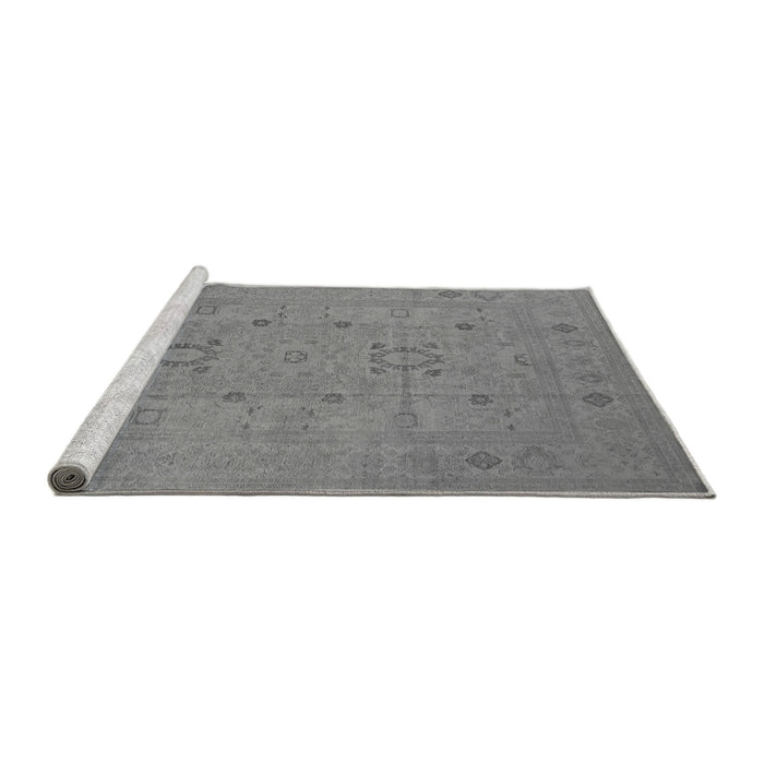 Sideview of Machine Washable Oriental Gray Industrial Rug, wshurb670gry