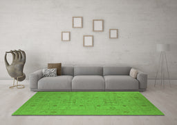 Machine Washable Oriental Green Industrial Area Rugs in a Living Room,, wshurb670grn