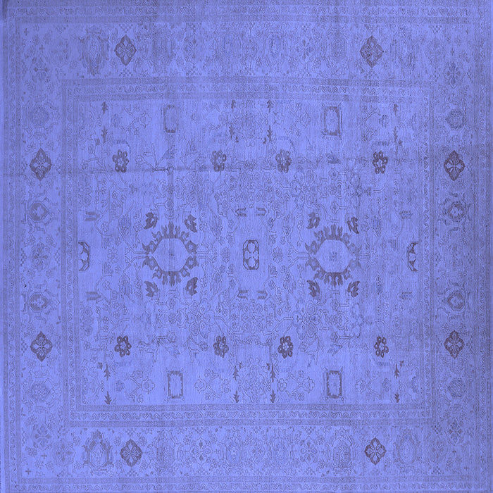 Square Machine Washable Oriental Blue Industrial Rug, wshurb670blu