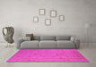 Machine Washable Oriental Pink Industrial Rug in a Living Room, wshurb670pnk