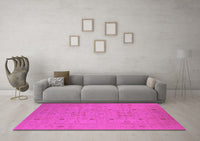 Machine Washable Oriental Pink Industrial Rug, wshurb670pnk