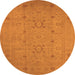 Round Machine Washable Oriental Orange Industrial Area Rugs, wshurb670org