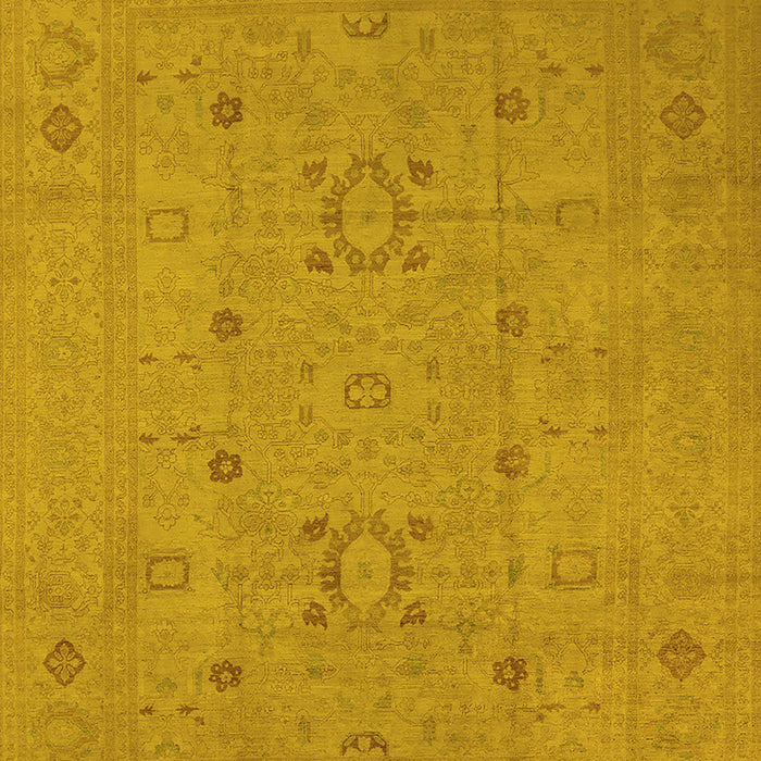 Machine Washable Oriental Yellow Industrial Rug, wshurb670yw