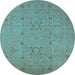 Round Oriental Light Blue Industrial Rug, urb670lblu