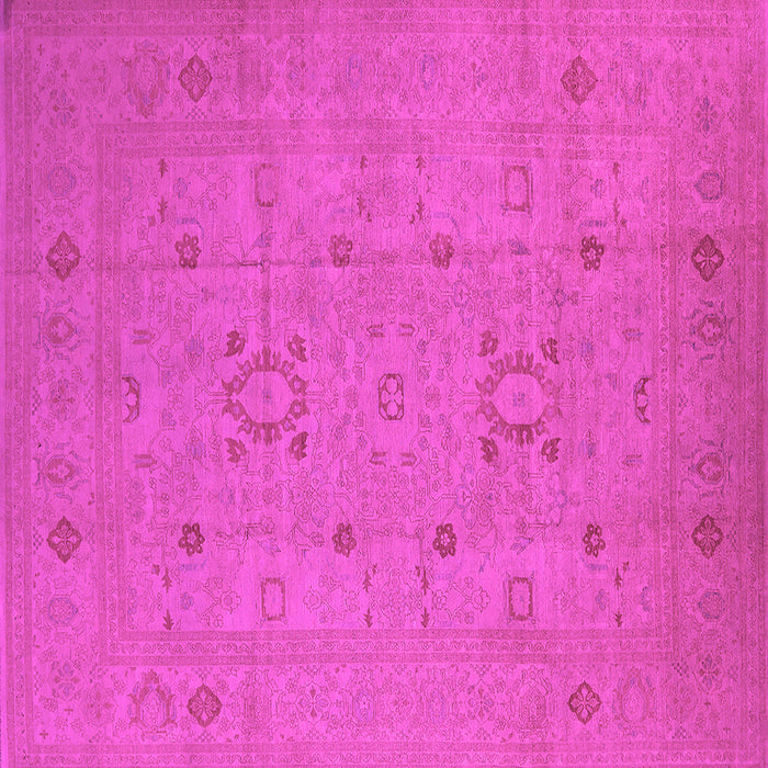 Square Machine Washable Oriental Pink Industrial Rug, wshurb670pnk
