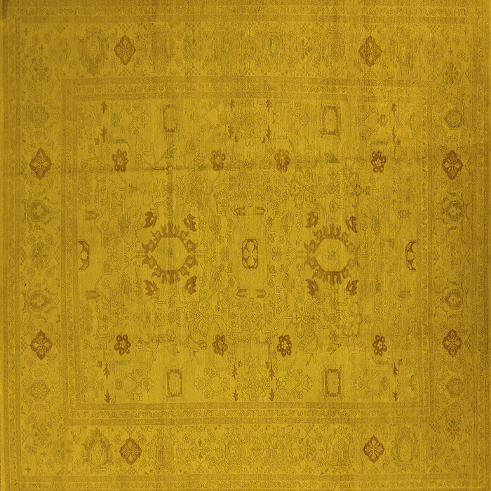 Square Machine Washable Oriental Yellow Industrial Rug, wshurb670yw