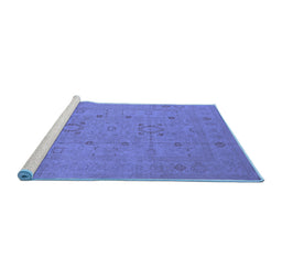 Sideview of Machine Washable Oriental Blue Industrial Rug, wshurb670blu